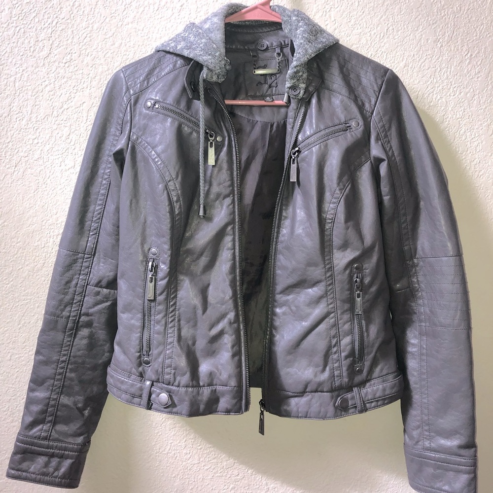Lightweight faux leather gray jacket